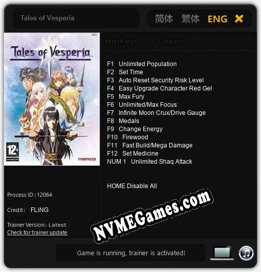 Tales of Vesperia: Cheats, Trainer +13 [FLiNG]