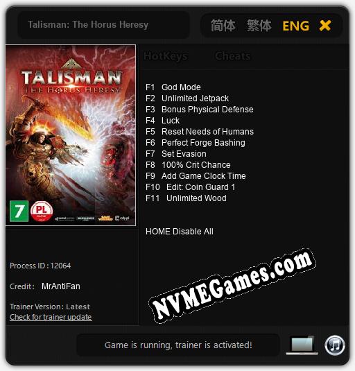 Talisman: The Horus Heresy: Trainer +11 [v1.9]