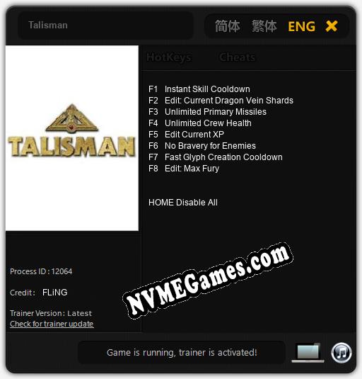 Talisman: Cheats, Trainer +8 [FLiNG]