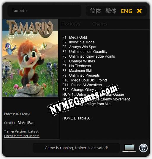 Tamarin: Trainer +15 [v1.5]