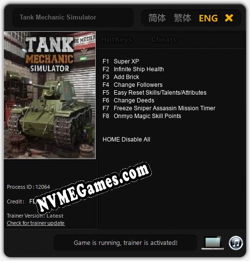 Treinador liberado para Tank Mechanic Simulator [v1.0.9]