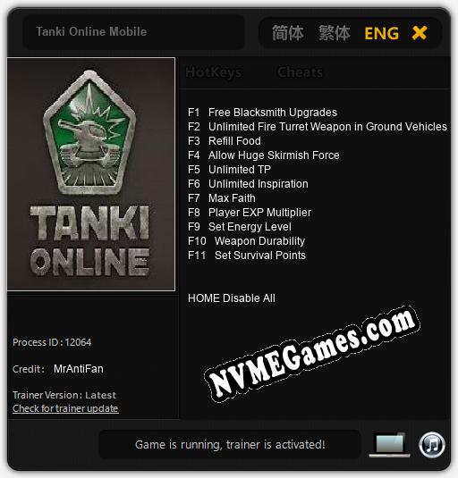 Tanki Online Mobile: Trainer +11 [v1.9]