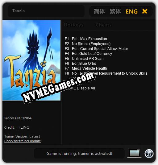 Tanzia: Trainer +8 [v1.4]