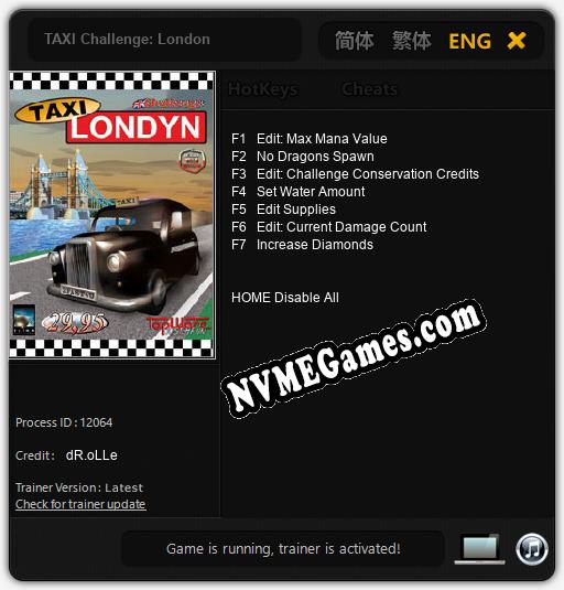 TAXI Challenge: London: Trainer +7 [v1.7]