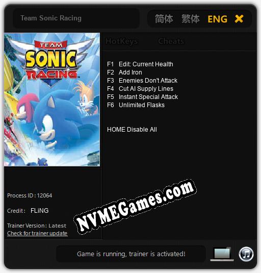 Team Sonic Racing: Trainer +6 [v1.1]