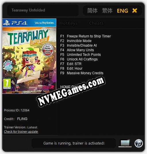 Tearaway Unfolded: Cheats, Trainer +9 [FLiNG]