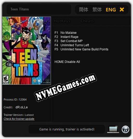 Teen Titans: Trainer +5 [v1.8]