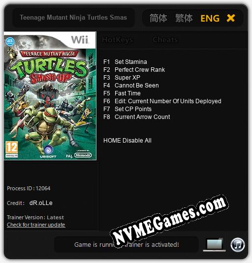 Teenage Mutant Ninja Turtles Smash-Up: Treinador (V1.0.99)