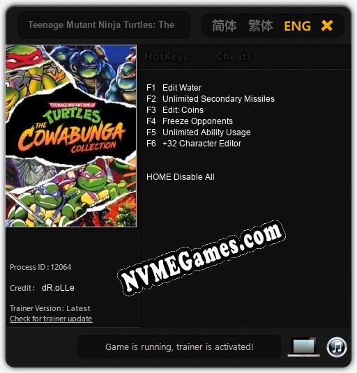 Teenage Mutant Ninja Turtles: The Cowabunga Collection: Treinador (V1.0.47)