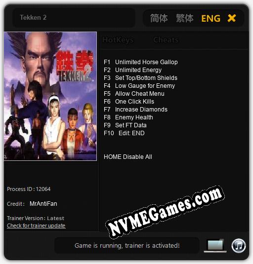 Treinador liberado para Tekken 2 [v1.0.5]