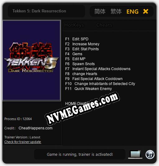 Tekken 5: Dark Resurrection: Treinador (V1.0.98)