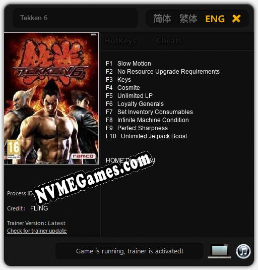 Treinador liberado para Tekken 6 [v1.0.1]