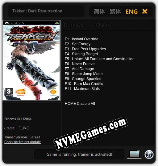 Treinador liberado para Tekken: Dark Resurrection [v1.0.8]