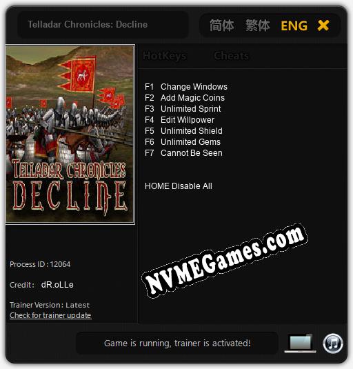 Telladar Chronicles: Decline: Trainer +7 [v1.2]