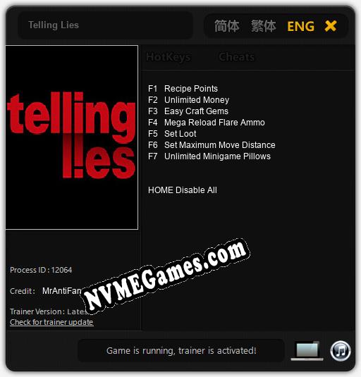 Treinador liberado para Telling Lies [v1.0.1]