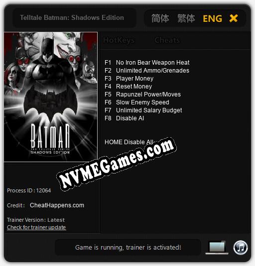 Treinador liberado para Telltale Batman: Shadows Edition [v1.0.4]