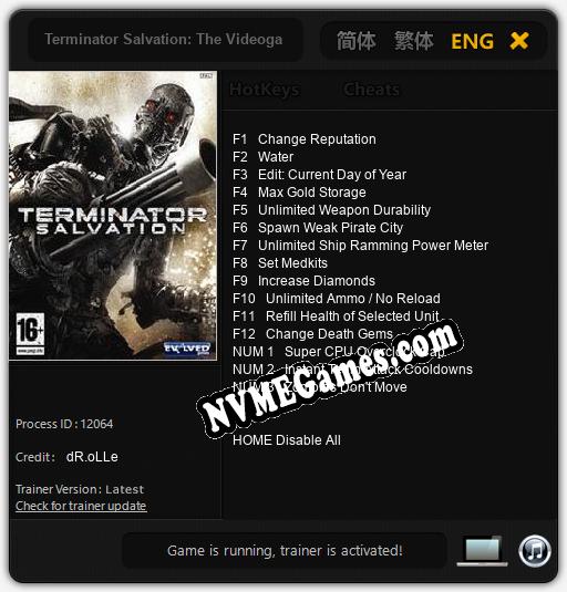 Terminator Salvation: The Videogame: Treinador (V1.0.3)