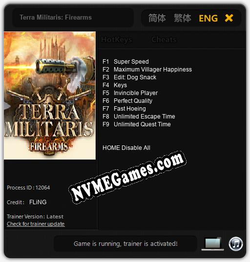 Treinador liberado para Terra Militaris: Firearms [v1.0.9]