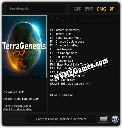 TerraGenesis: Trainer +15 [v1.1]