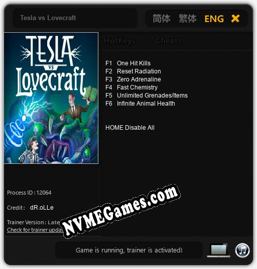 Tesla vs Lovecraft: Trainer +6 [v1.6]