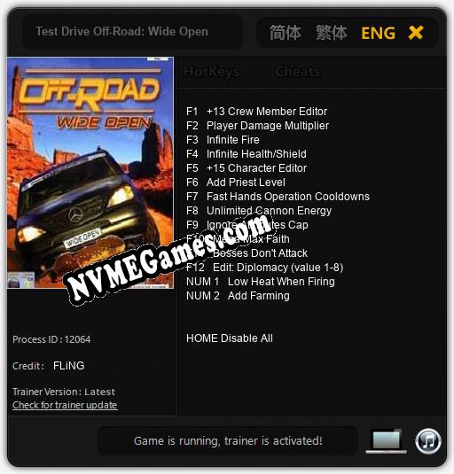 Treinador liberado para Test Drive Off-Road: Wide Open [v1.0.3]