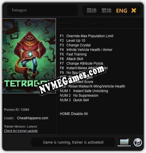 Tetragon: Cheats, Trainer +15 [CheatHappens.com]