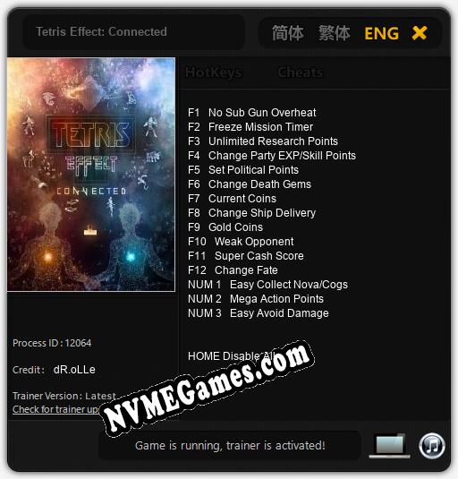 Tetris Effect: Connected: Treinador (V1.0.65)