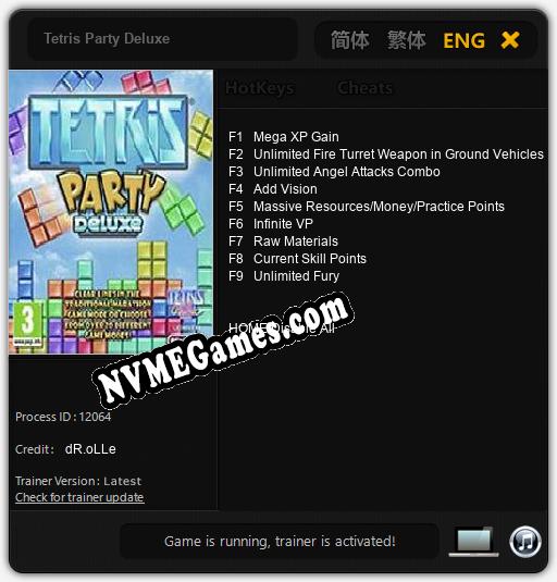 Tetris Party Deluxe: Cheats, Trainer +9 [dR.oLLe]