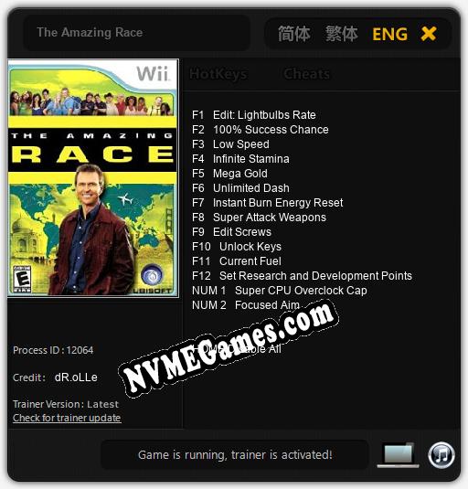 The Amazing Race: Cheats, Trainer +14 [dR.oLLe]