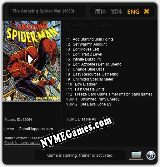 Treinador liberado para The Amazing Spider-Man (1989) [v1.0.7]