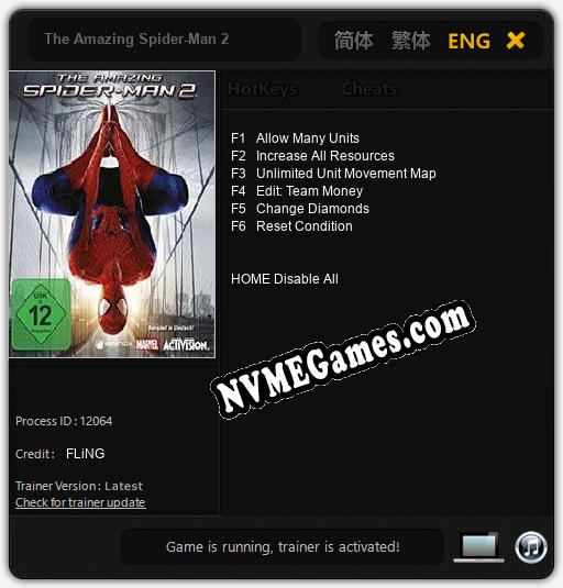 The Amazing Spider-Man 2: Treinador (V1.0.98)