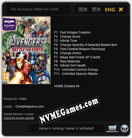 Treinador liberado para The Avengers: Battle for Earth [v1.0.3]