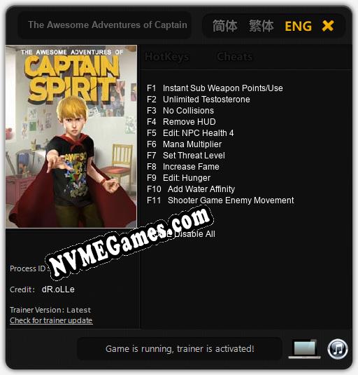 The Awesome Adventures of Captain Spirit: Cheats, Trainer +11 [dR.oLLe]