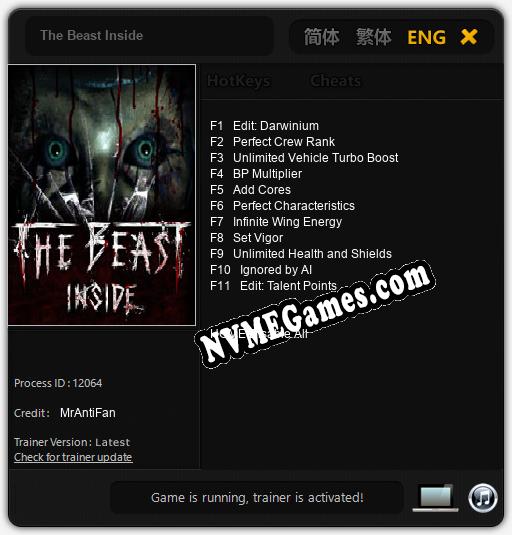 The Beast Inside: Trainer +11 [v1.6]