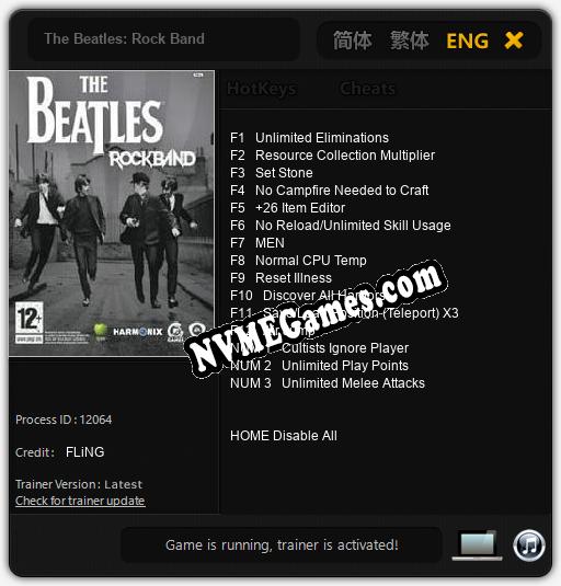 Treinador liberado para The Beatles: Rock Band [v1.0.2]