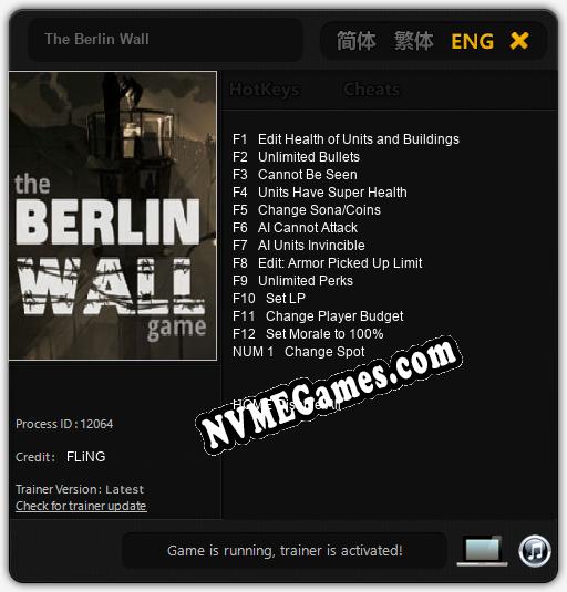 Treinador liberado para The Berlin Wall [v1.0.8]