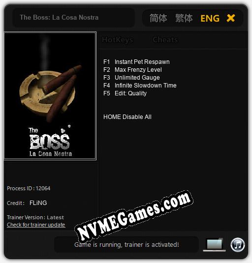 The Boss: La Cosa Nostra: Treinador (V1.0.88)