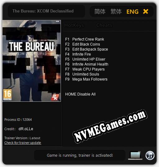 Treinador liberado para The Bureau: XCOM Declassified [v1.0.5]