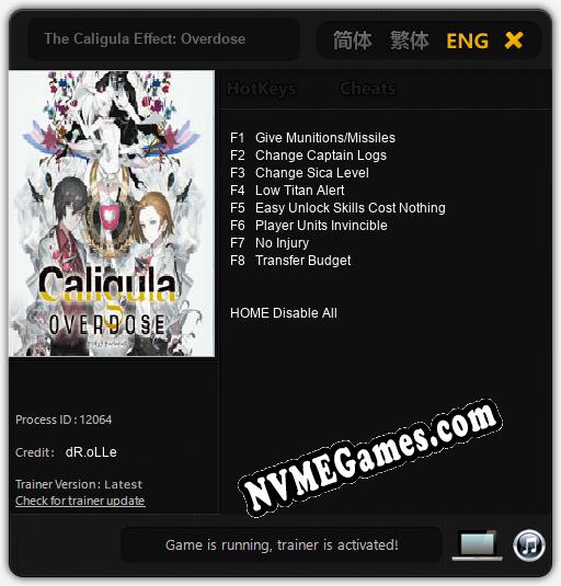 The Caligula Effect: Overdose: Treinador (V1.0.39)