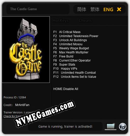 The Castle Game: Trainer +12 [v1.3]