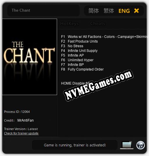 The Chant: Cheats, Trainer +8 [MrAntiFan]