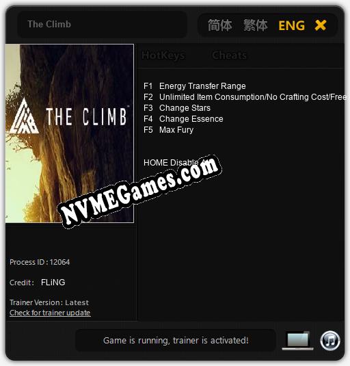 Treinador liberado para The Climb [v1.0.2]