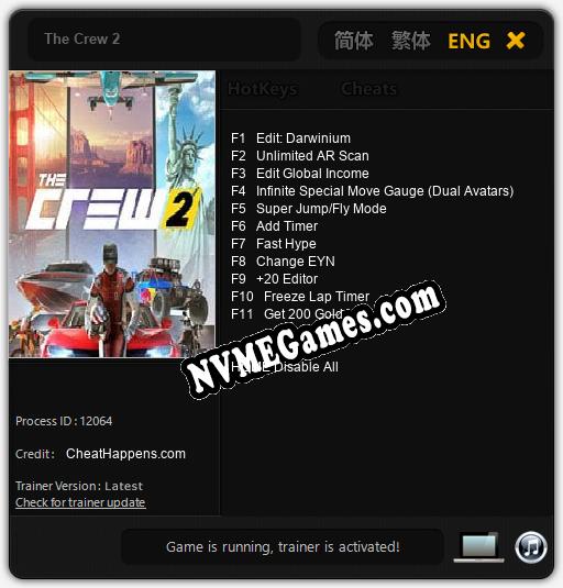 The Crew 2: Cheats, Trainer +11 [CheatHappens.com]