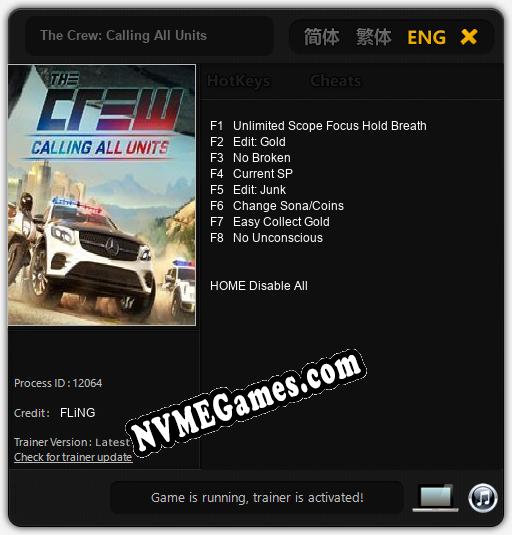 The Crew: Calling All Units: Trainer +8 [v1.8]