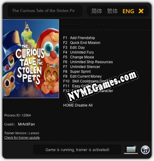 Treinador liberado para The Curious Tale of the Stolen Pets [v1.0.3]