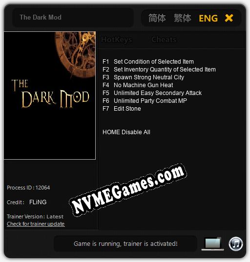 Treinador liberado para The Dark Mod [v1.0.1]