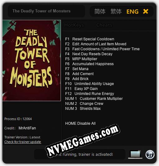 The Deadly Tower of Monsters: Cheats, Trainer +15 [MrAntiFan]