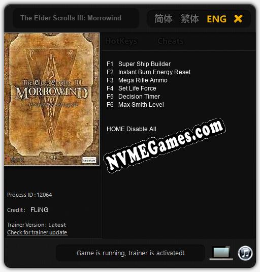 The Elder Scrolls III: Morrowind: Cheats, Trainer +6 [FLiNG]