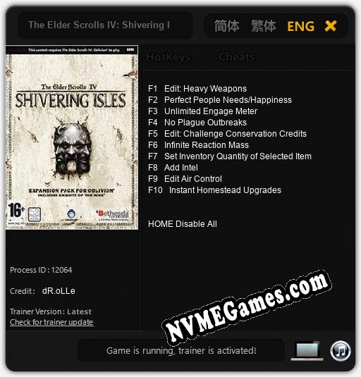 The Elder Scrolls IV: Shivering Isles: Cheats, Trainer +10 [dR.oLLe]