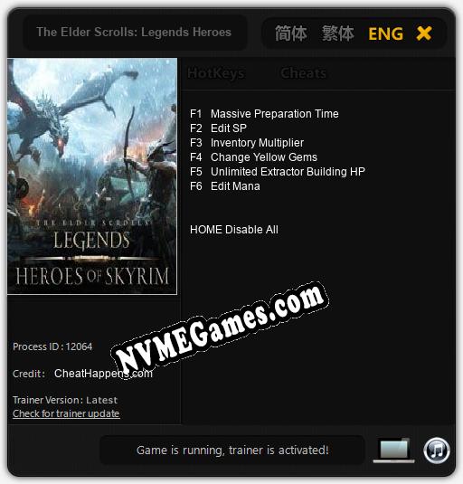 Treinador liberado para The Elder Scrolls: Legends Heroes of Skyrim [v1.0.8]